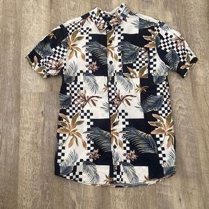 Pacsun Floral Checkerboard Button Up